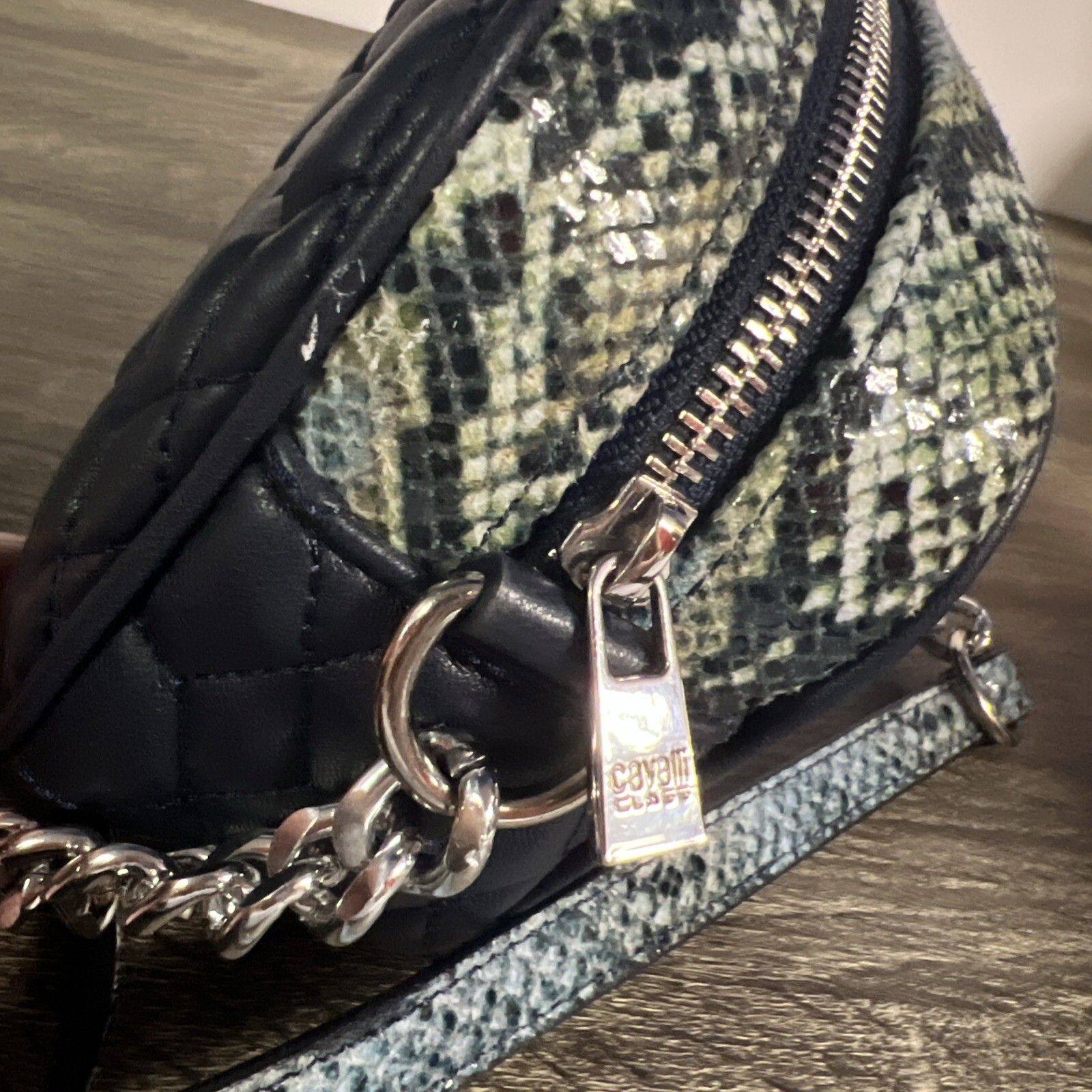 CAVALLI CLASS Quilted Crossbody Bag Python Dark B… - image 12