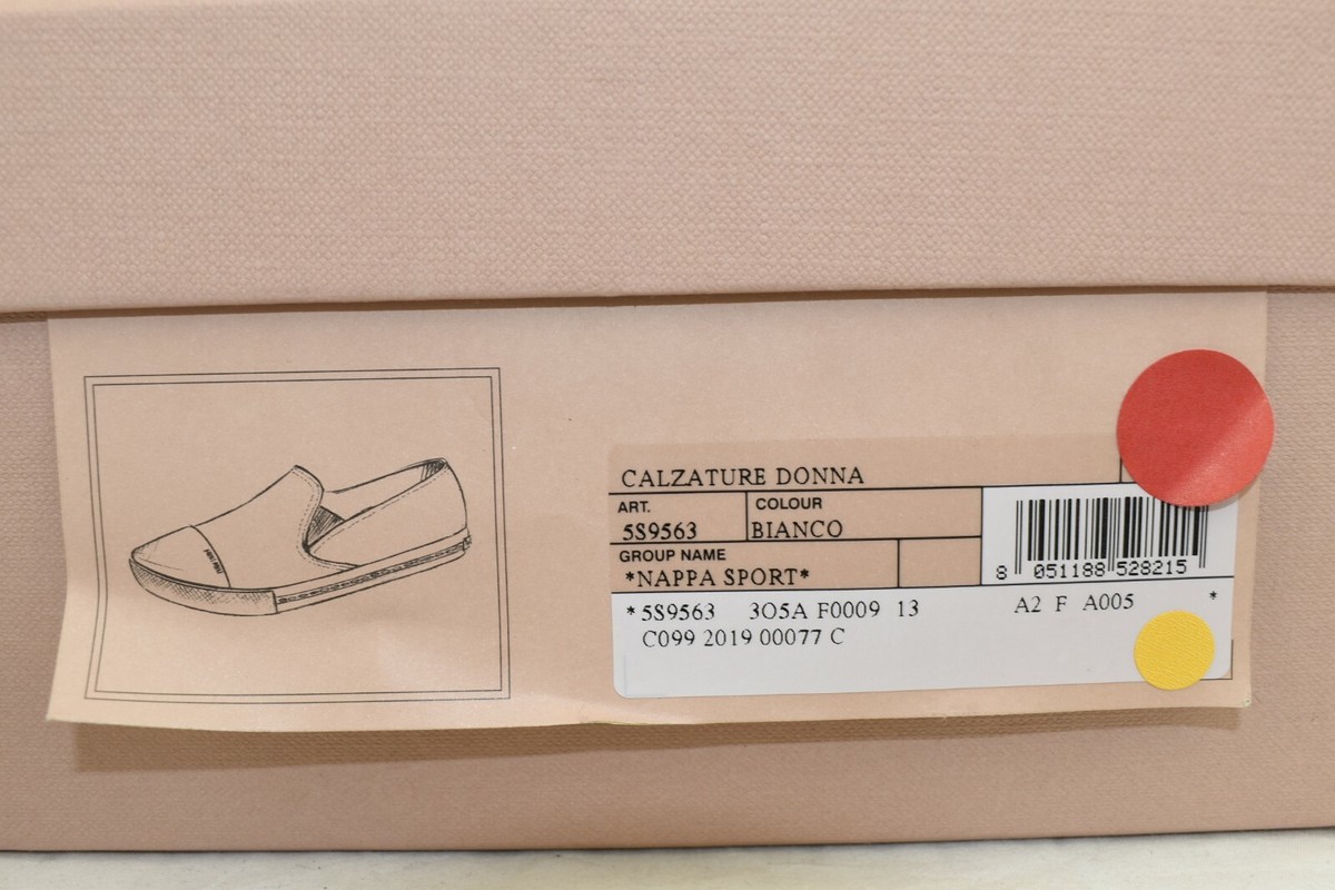 小物 Miupama MIU MIU PRADA 5S9563 WHITE LEATHER GRAY TRIM METAL CAP TOE