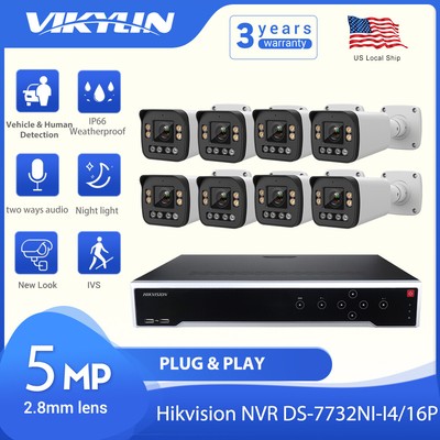 Hikvision 32CH 16 PoE NVR CCTV System 5MP 5X Zoom IP Camera ColorVu IR Audio lot