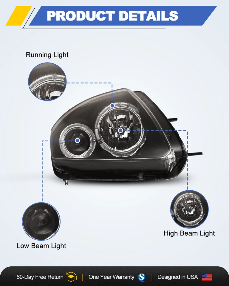 For 2000-2005 Mitsubishi Eclipse Headlights + LED Tail Lights Rear Brake Lamp Foto 2 de 4