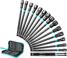 Libraton 16PCS Magnetic Nut Driver Set, Long Nut Drivers 6INCH, Metric & SAE Nut