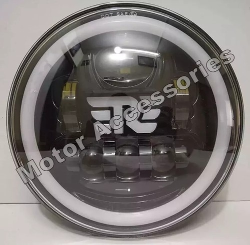 Faro a led adatto per Royal Enfield Meteor 350cc con cerchio esterno nero - Foto 2 di 8