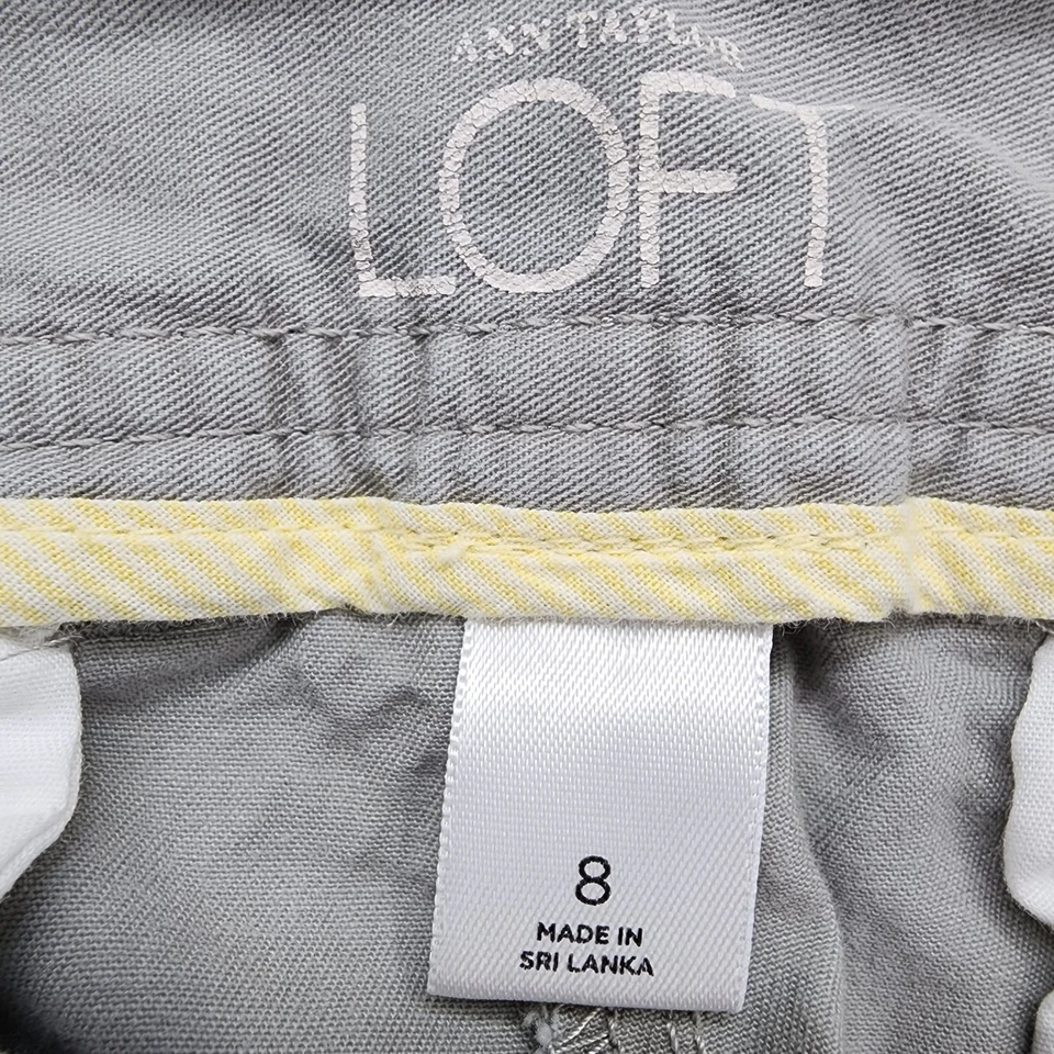 Pantalones Cortos Ann Taylor LOFT Para Mujer 6 Gris Caqui Tiro Medio Algodón Sarga 4 pulgadas Verano Foto 4 de 4
