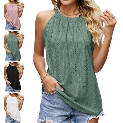 Damen Weste Tops Sommer ärmellose O Hals Bluse Damen Sexy Neckholder Oberteil