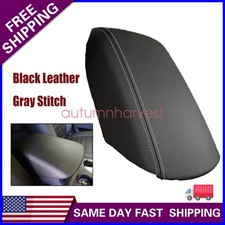 Black Leather Gray Stitch Console Arm Rest Cover For 2011 12-2018 Ford Explorer Black Leather Gray Stitch Console Arm Rest Cover For 2011 12-2018 Ford Explorer