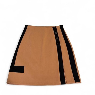 White House Black Market Colorblock Mini Skirt Tan Black 00P