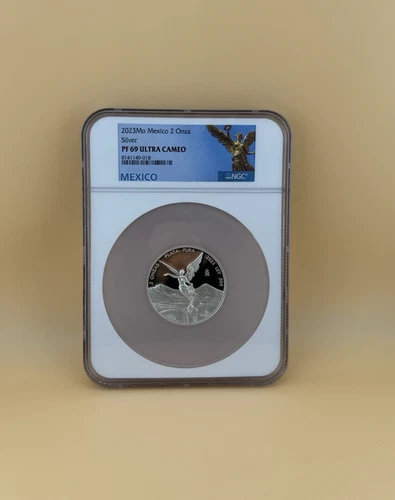 * PF69 UCAM 2023 Mo Mexico 2 Onza Libertad 2 Oz Silver NGC Mexico Label