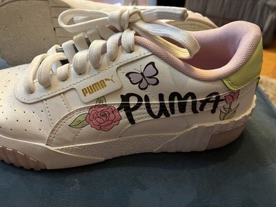 PUMA Cali Dream Floral Butterfly Graphics Sneakers White Pink Women s 6.5 388208