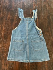 Zara Kids Overall Ruffle Denim Dress Size 4-5