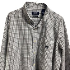 Chaps Men's Button-Up Blue& White Check Long Sleeve Collared Dress shirt Sz.L