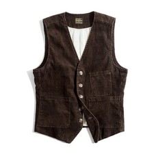 Vintage Old Time Mens Corduroy French Work Waistcoat Hunting Vest Retro Casual