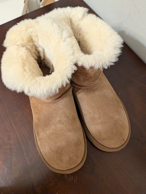 Authentic UGG brand Women's Mini Bailey Bow II Chestnut Soft Ankle Boots Sz 5
