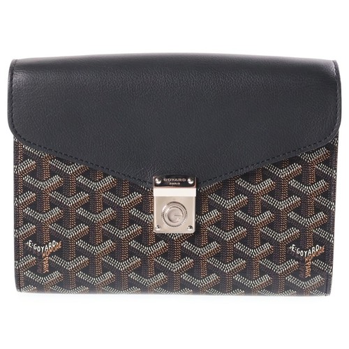 GOYARD Sheeple Pouch Wallet Shoulder Bag Leather PVC Black Used 74dd8ee09049282c