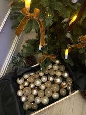 Beige European Glass Christmas Baubles – Mixed Sizes, Set of 42