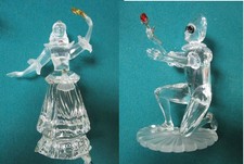 Swarovski Crystal PIERROT AND COLUMBINA FIGURINES 7" AND 5 1'2"  WITH STAND