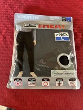 32 Degrees Heat Women's 2 Pack Base Layer Pants, Black, Size L