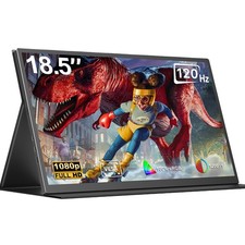 EVICIV 18.5" Portable Gaming Monitor 120Hz 1920  1080 Display with Leather Case