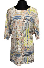 NWT Inoah Boxy Top One Size Abstract Art Print Tunic Made in USA Lagenlook