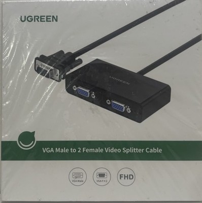 Ugreen VGA Male to 2 Female Splitter Cable 3ft Black Round Video Adapter