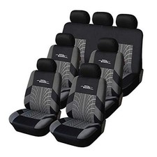 Three Row Car Seat Covers with 7 Three Row Set 7 pieces Black  Gray