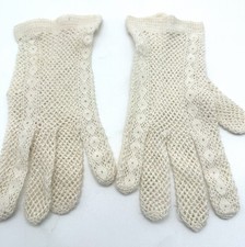 Vintage Ladies Crocheted Gloves Ivory Off White Size Small
