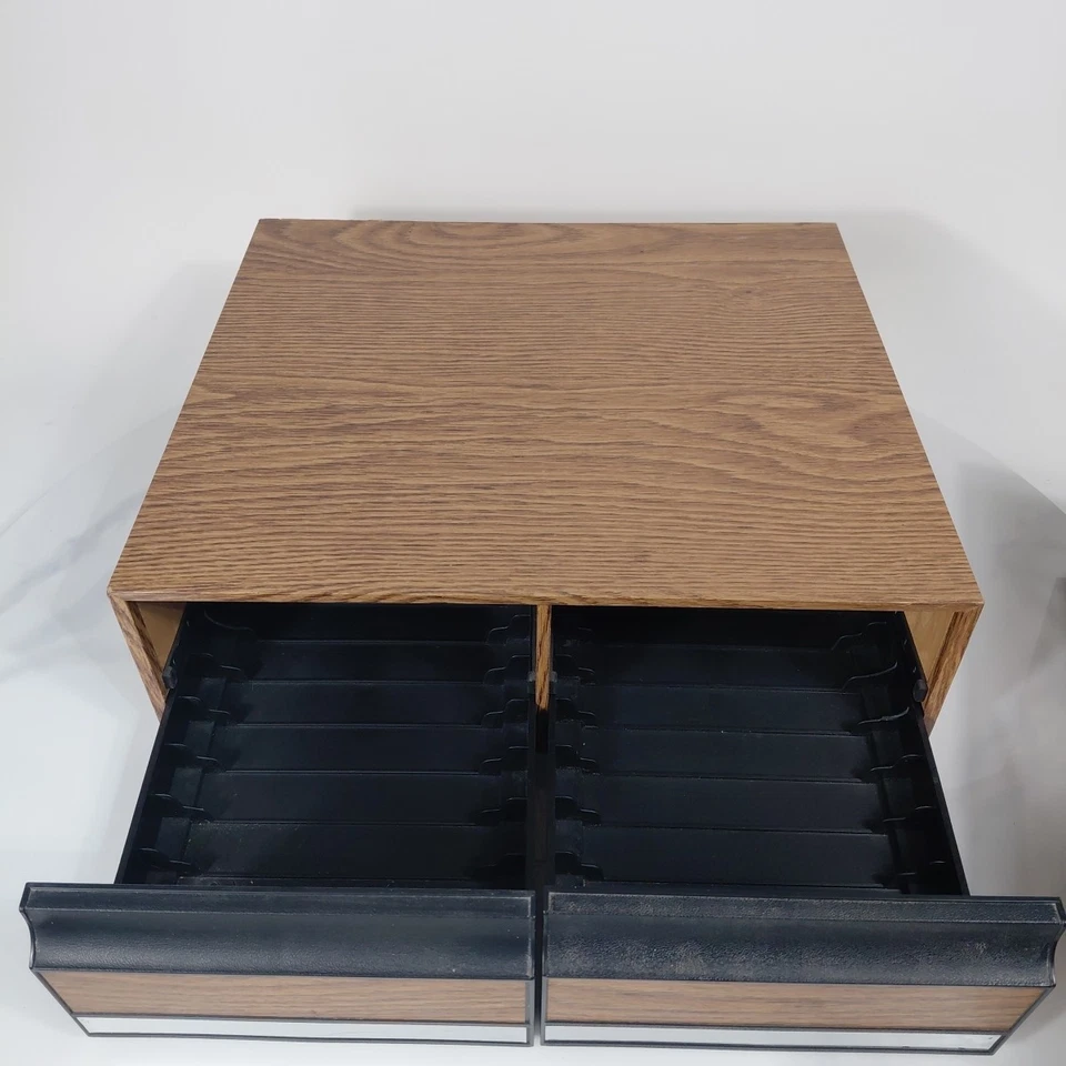 Vintage Video Cassette VHS Holder Storage Cabinet Holds 24 Tapes Faux Wood Lot 2 - Image 4 of 4