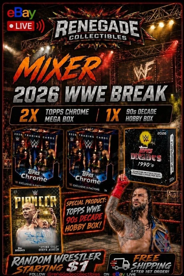 ⚡ WWE Mixer Break | $3 Random, 2x 90s Decade(Exclusive), 2x Chrome Mega box