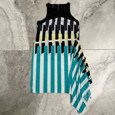 Alfani Size 4 Black Multi Geometric Printed Asymmetrical Handkerchief Dress