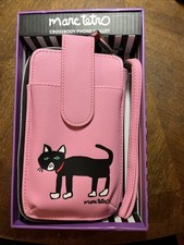 Marc Tetro Black Cat Crossbody Wristlet Wallet Pink Purse Handbag NWT Gift Box