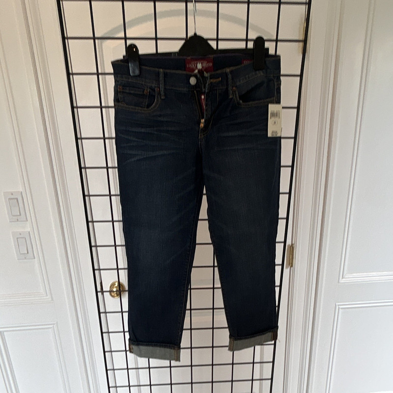 Lucky Brand Women's Skinny Jeans Dark Wash Cuffed Slim Fit Mid Rise Size 8