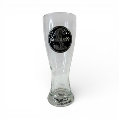 Shelby Cobra Pilsner Glass 9'' Tall Metallic Logo Medallion Muscle Car Barware