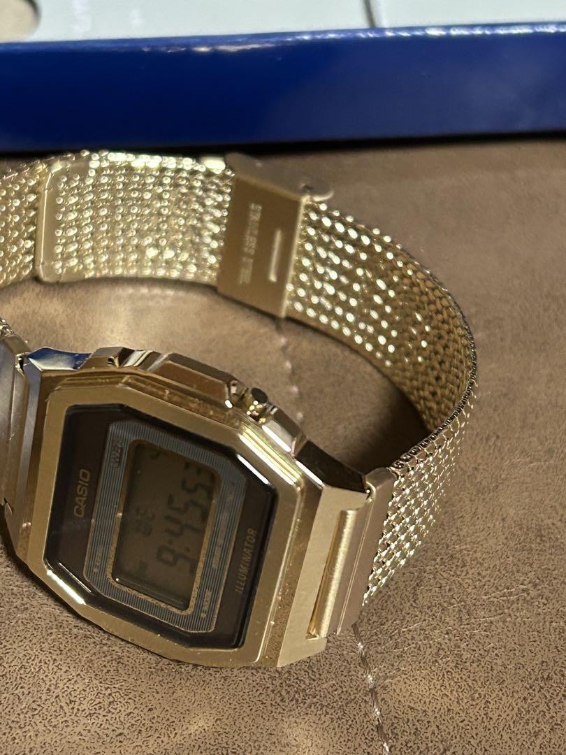 Casio A1000MGA-5JF Gold Digital Watch Mesh Band Used | eBay