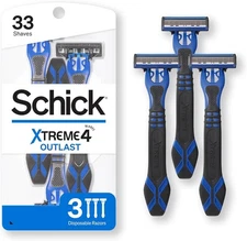 (Free Duty Tax) Schick Xtreme 4 Outlast Razor Disposable Razors for Men, 3 C