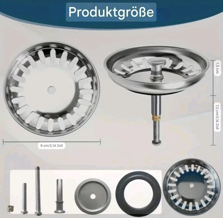 ✅Siebkörbchen für Spüle Siebkorb Spülbecken Abflussventil Sieb Spültisch Stöpsel - Bild 4 von 4