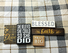 Wood Inspirational Religious Block Signs Blessed Faith Pray Big She Believed