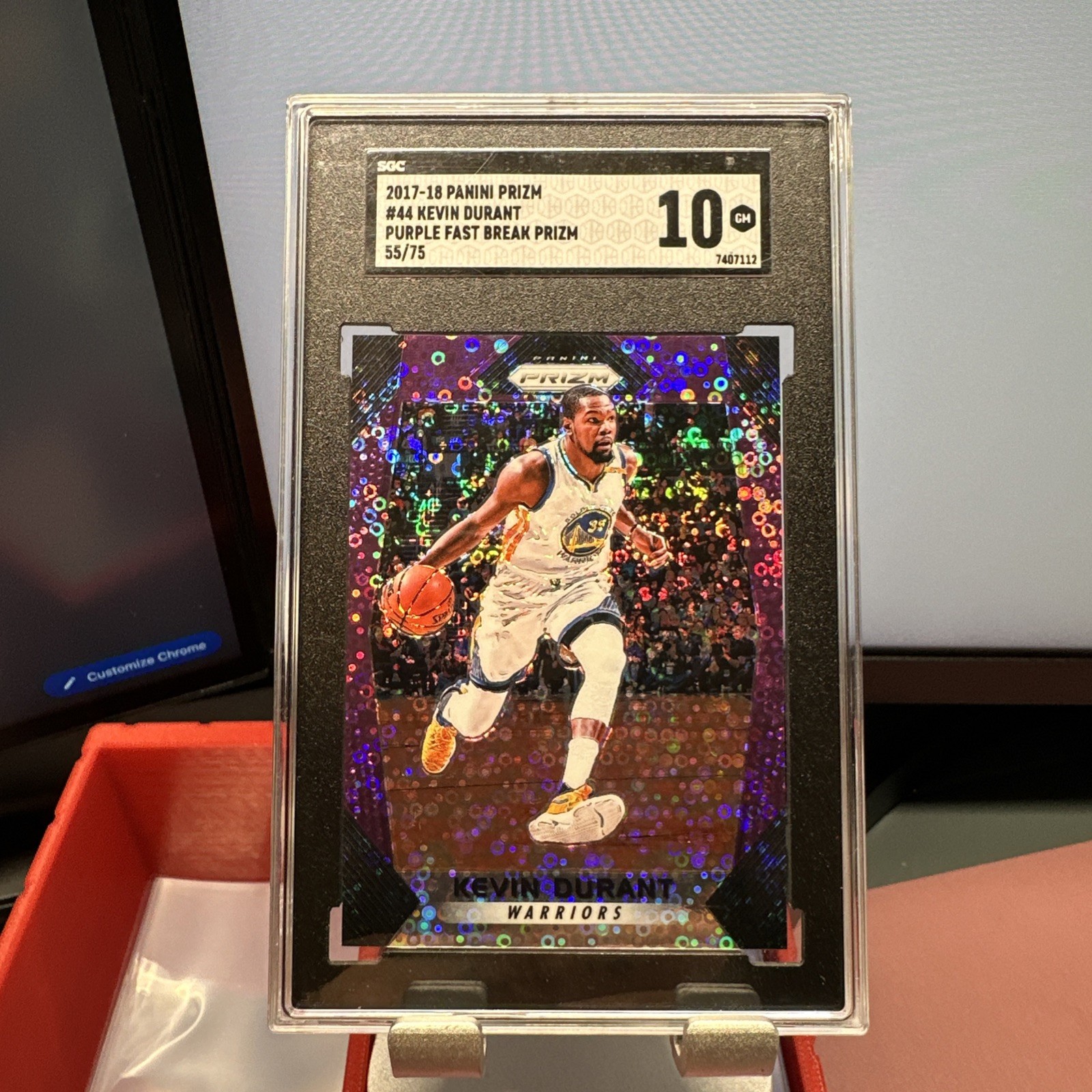 2017 Kevin Durant Panini Fast Break Purple Prizm SGC 10 #44 55/75