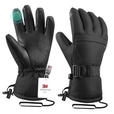 Ski Gloves,Winter Snow M Fit Kids 11-15 Years and Women size S-M Full Black