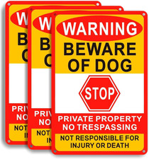 3 Pack Beware of Dog Sign,8X12 Inches, Reflective Film, Anti-Rust Aluminum Metal