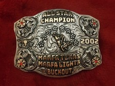 Rodeo X Treme Bull Riding Champion  2002  Marfa Texas  Trophy Buckle  Rare  T62