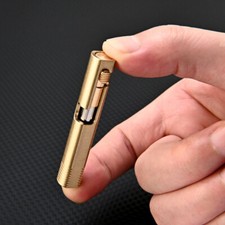 Mini Pocket Brass Bolt Action Ball Pen w/ 2pcs Refills Outdoor Camping EDC Tool