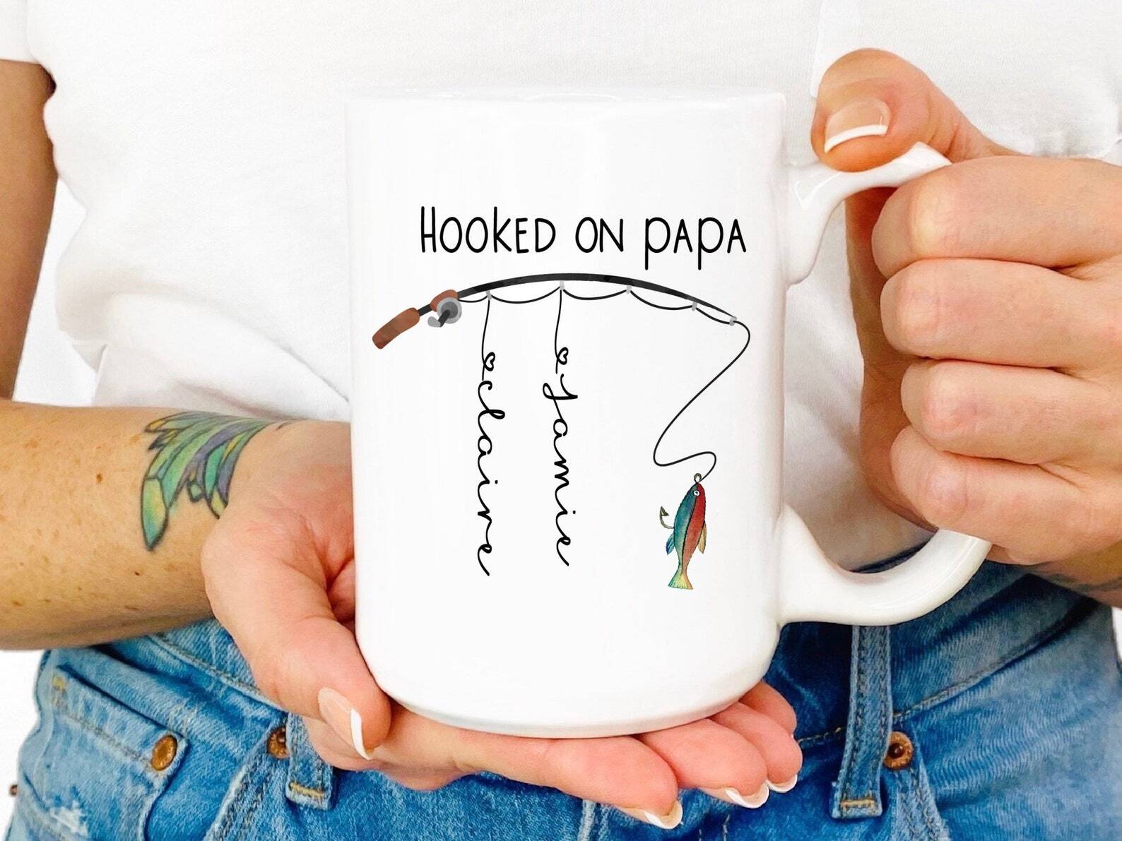 Hooked On Papafishing Mug Father's Day Mug Birthday Gift For Dad Christmas Gift