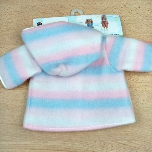 Vintage Baby Doll Fleece Jacket, 16.5" - 17.7", Pink-Blue white, Germany - Picture 7 of 8
