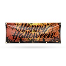 Happy Halloween Vinyl Banner Sign with Metal Grommets Heavy-Duty Single-Sided