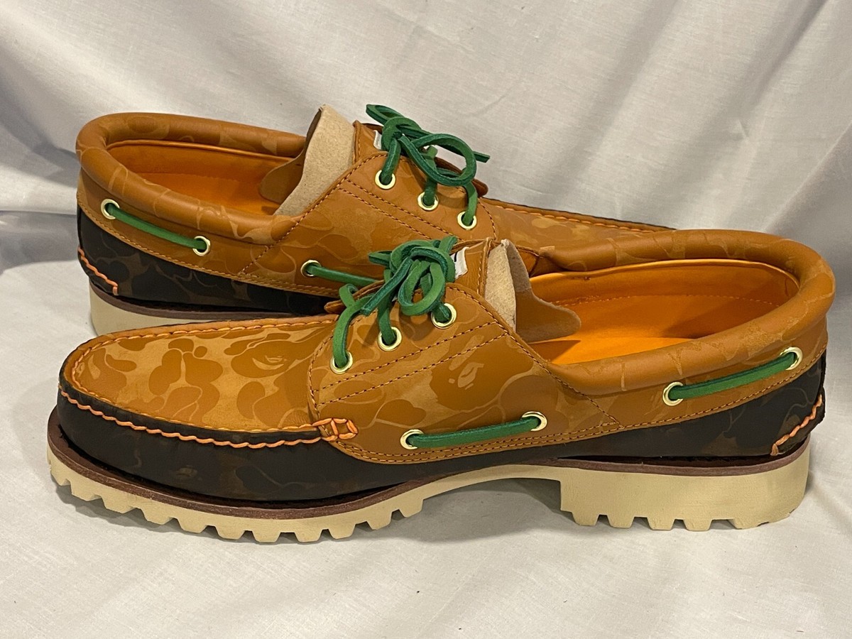 【BAPE × Timberland】 3eye lug shoes 28.5 Timberland x Bape Hand Sewn Boat Shoes Mens 13 Wheat Nubuck
