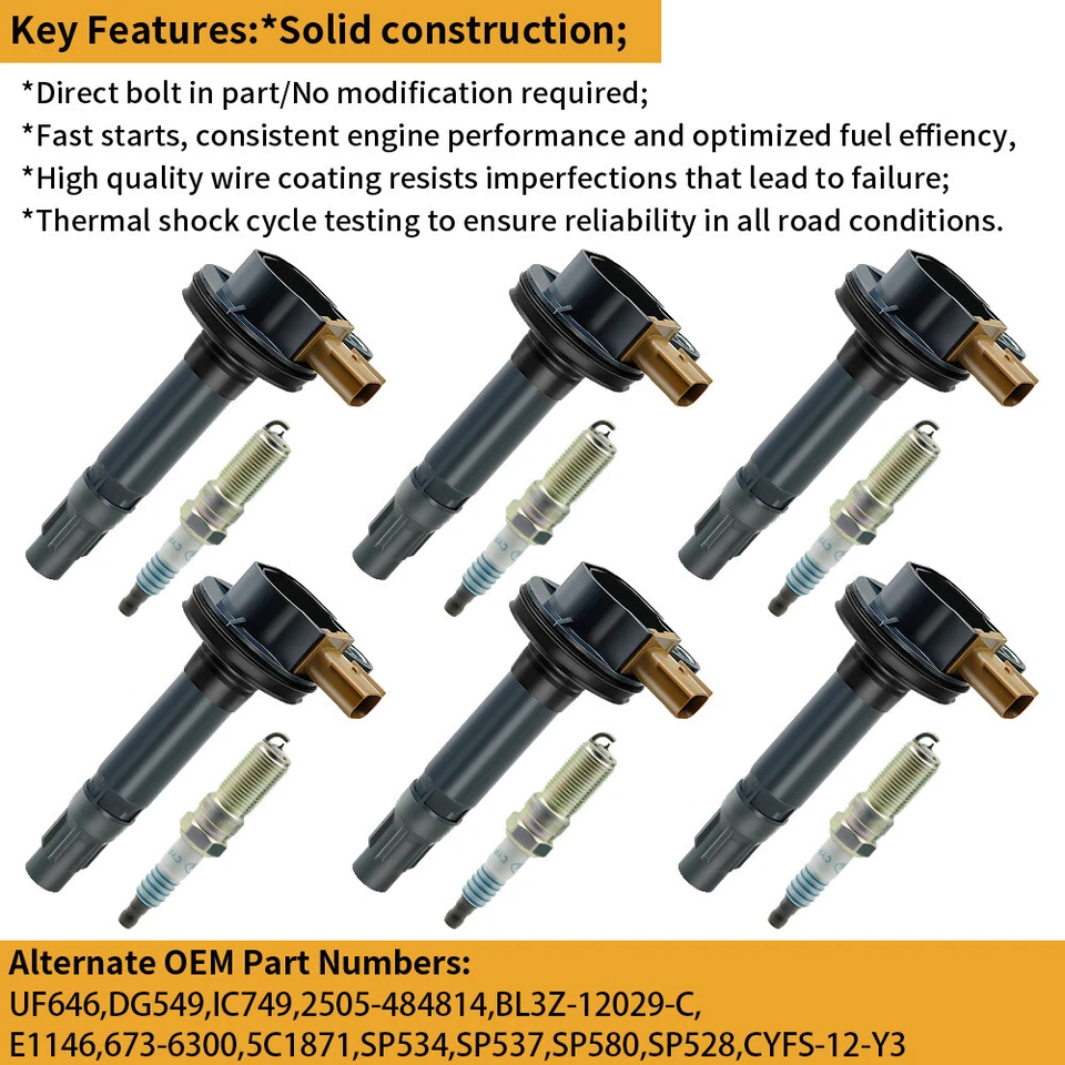 6 OEM Ignition Coil & Spark Plug For Ford F-150 Explorer Lincoln Ecoboost 3.5L - Image 2 of 4