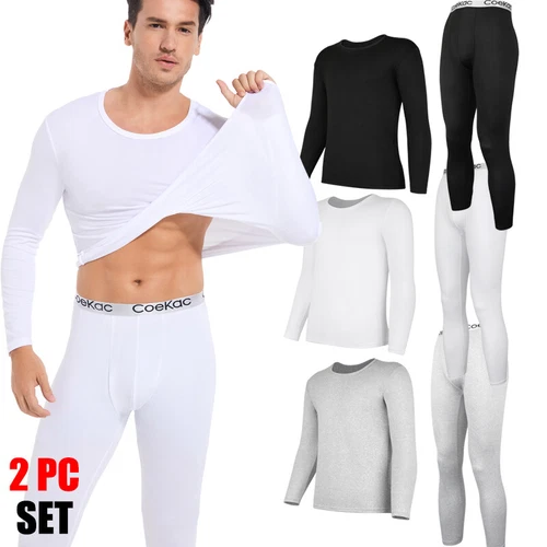 Thermal Knit Underwear For Cold Weather Long Johns Top Bottom Warm Base Layer - Picture 1 of 32