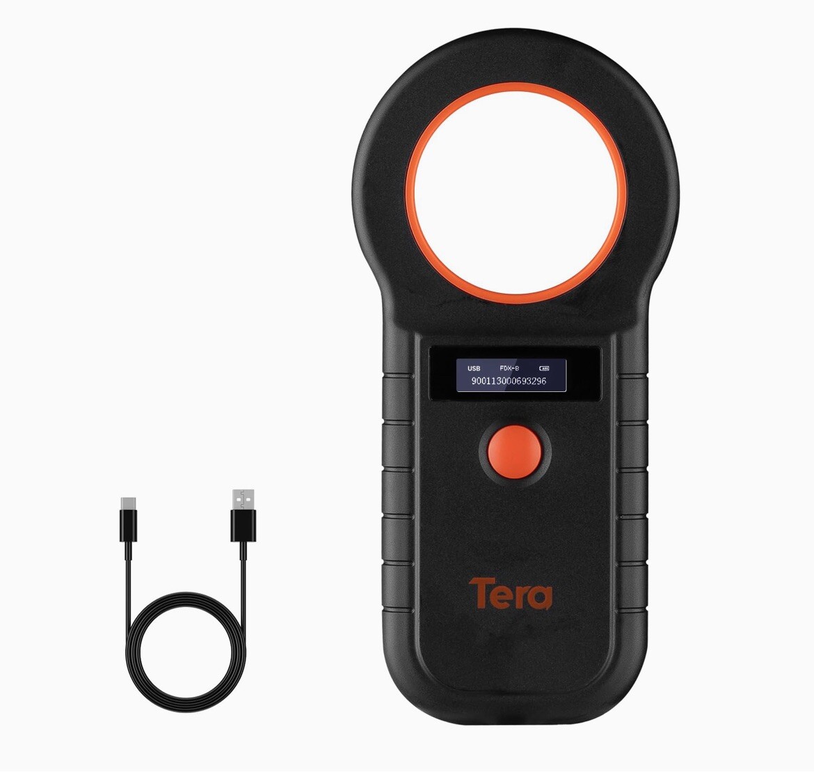 Tera Pet Microchip Reader Scanner RFID – Portatile Con Schermo OLED, Ricaricabile, Memorizza 128 Dati, ISO FDX-B/EMID