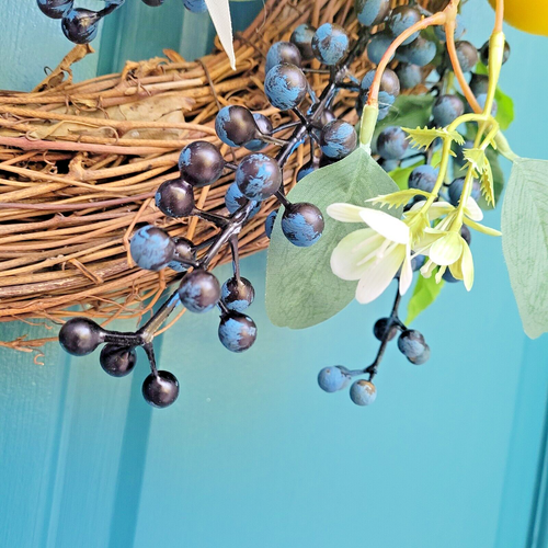 Summer 18’’ Front Door Harvest Wreath with Blueberries & Lemons - Picture 5 of 6