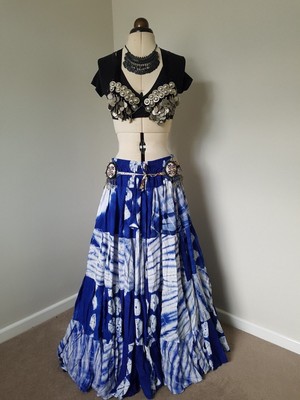 TRIBAL BELLY DANCE JAIPUR FUSION SKIRT BLUE