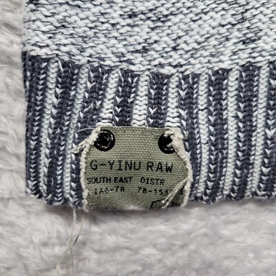 G-Yinu Raw Sweater M Blue Ombre Stripe Knit Logo Long Sleeve